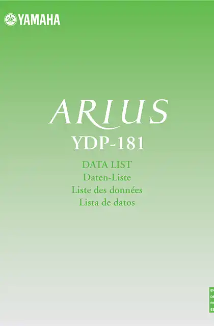 yamaha雅马哈YDP-181 Data List